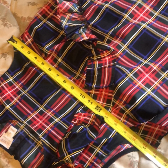 J Crew tartan / plaid ruffle top size 4 TTS 36” bust EUC button back top - Picture 7 of 8
